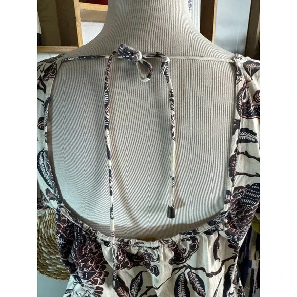 House of Harlow 1960 Floral Smocked Square Neck Ruffle Mini Dress Size S - Picture 5 of 8